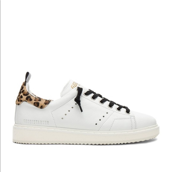 Golden Goose Shoes - Golden Goose Starter Sneaker in White & Leopard